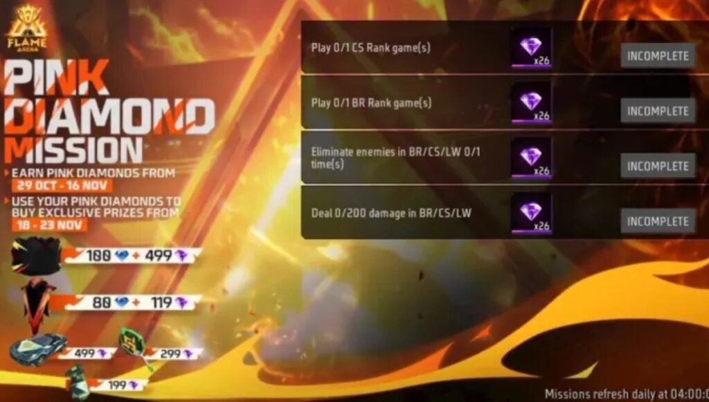 Free Fire Pink Diamond Mission